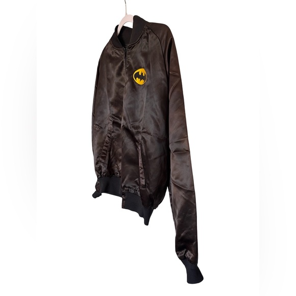 RARE! Vintage Batman Logos Unlimited Bomber Black Satin Large - Picture 4 of 13